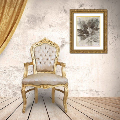 Dogwood Leaves II Gold Ornate Wood Framed Art Print with Double Matting by Phillips, Kathryn