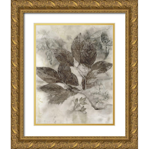 Dogwood Leaves II Gold Ornate Wood Framed Art Print with Double Matting by Phillips, Kathryn