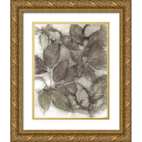 Dogwood Leaves III Gold Ornate Wood Framed Art Print with Double Matting by Phillips, Kathryn