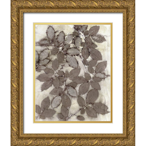 Rose Leaves Gold Ornate Wood Framed Art Print with Double Matting by Phillips, Kathryn