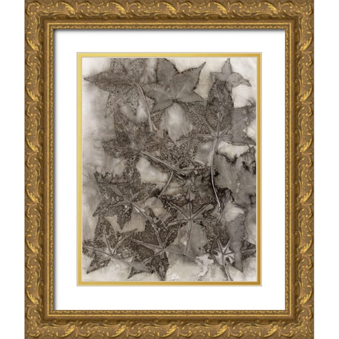 Sweet Gum Leaves Gold Ornate Wood Framed Art Print with Double Matting by Phillips, Kathryn