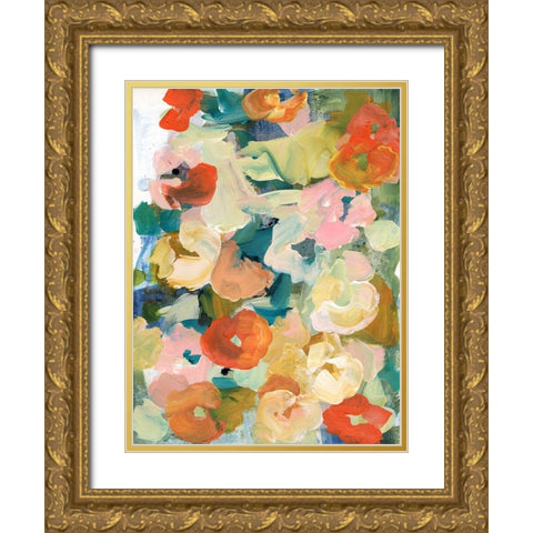 Country Flowers II Gold Ornate Wood Framed Art Print with Double Matting by Fuchs, Jodi