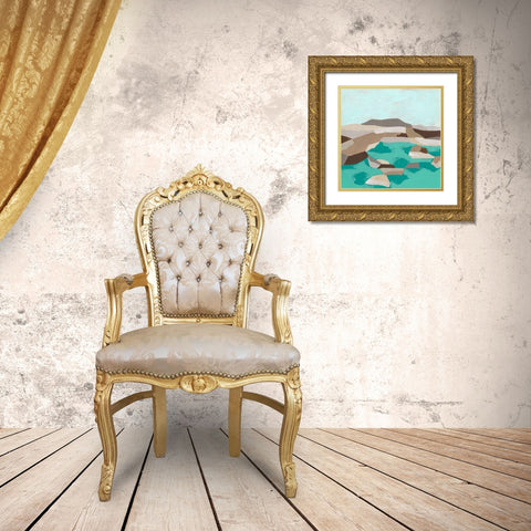 Geometric Shoals I Gold Ornate Wood Framed Art Print with Double Matting by Vess, June Erica