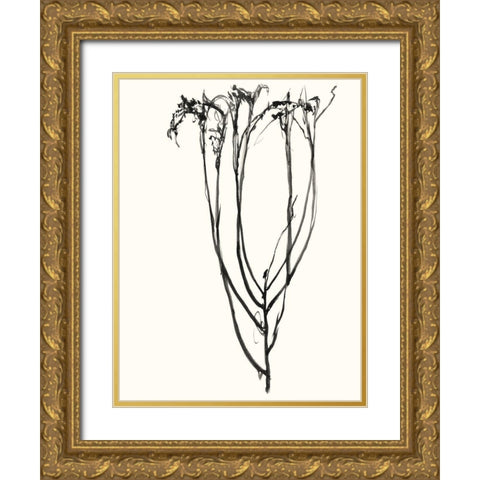 Naive Flower Sketch II Gold Ornate Wood Framed Art Print with Double Matting by Goldberger, Jennifer