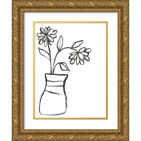 Budding Vase I Gold Ornate Wood Framed Art Print with Double Matting by Vess, June Erica