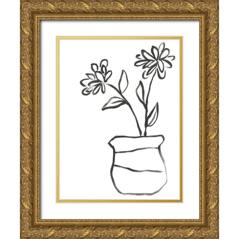Budding Vase II Gold Ornate Wood Framed Art Print with Double Matting by Vess, June Erica