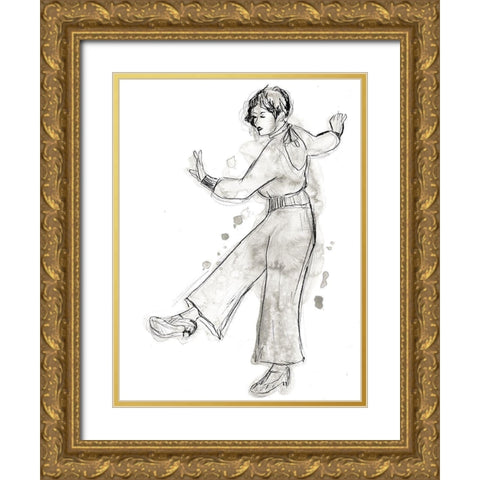 Charleston Dancers I Gold Ornate Wood Framed Art Print with Double Matting by Vess, June Erica