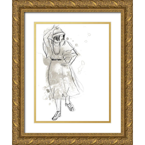 Charleston Dancers II Gold Ornate Wood Framed Art Print with Double Matting by Vess, June Erica