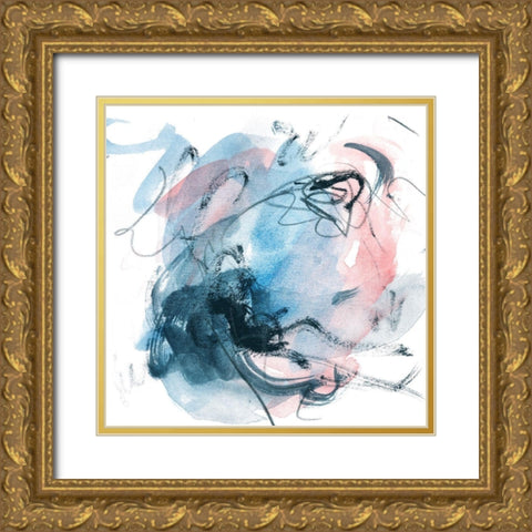 Abstracted Blues I Gold Ornate Wood Framed Art Print with Double Matting by Wang, Melissa