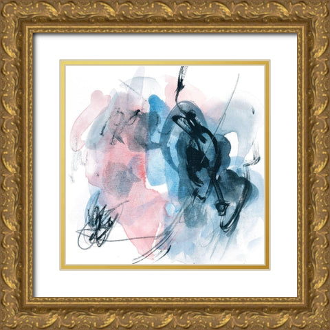 Abstracted Blues II Gold Ornate Wood Framed Art Print with Double Matting by Wang, Melissa