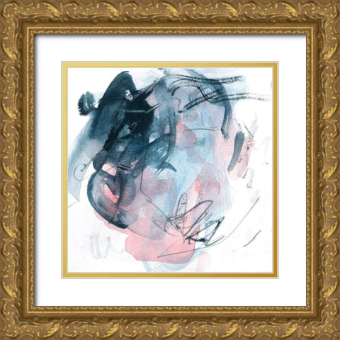 Abstracted Blues IV Gold Ornate Wood Framed Art Print with Double Matting by Wang, Melissa