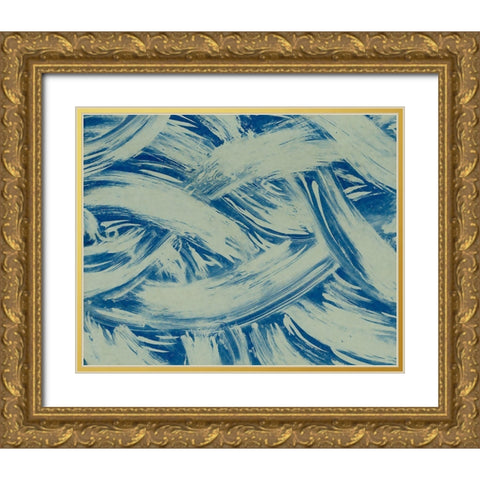 Textures in Blue I Gold Ornate Wood Framed Art Print with Double Matting by Baxter Mill Archive