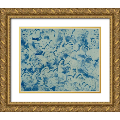 Textures in Blue II Gold Ornate Wood Framed Art Print with Double Matting by Baxter Mill Archive