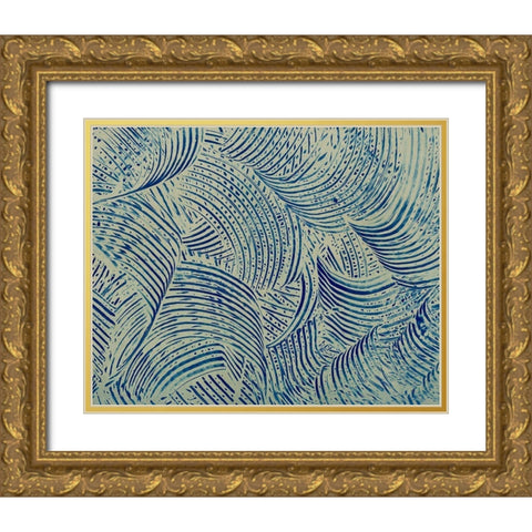 Textures in Blue V Gold Ornate Wood Framed Art Print with Double Matting by Baxter Mill Archive
