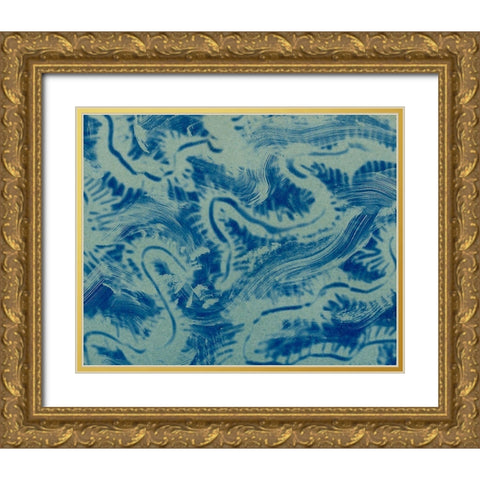 Textures in Blue VII Gold Ornate Wood Framed Art Print with Double Matting by Baxter Mill Archive