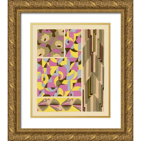 Art Deco Designs I Gold Ornate Wood Framed Art Print with Double Matting by Baxter Mill Archive