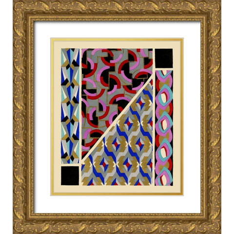 Art Deco Designs II Gold Ornate Wood Framed Art Print with Double Matting by Baxter Mill Archive