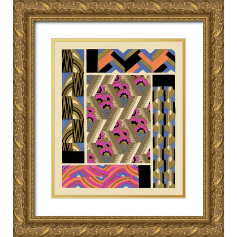 Art Deco Designs III Gold Ornate Wood Framed Art Print with Double Matting by Baxter Mill Archive