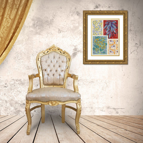 Art Deco Florals V Gold Ornate Wood Framed Art Print with Double Matting by Baxter Mill Archive