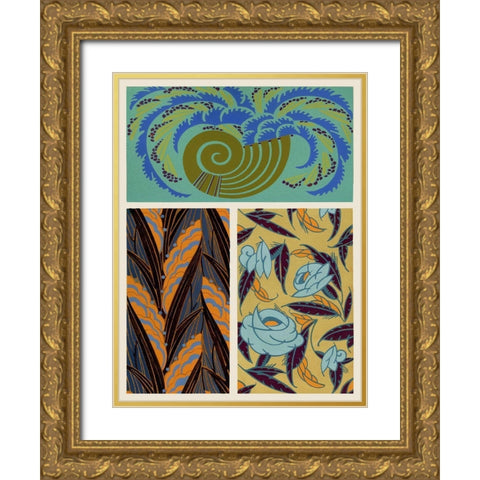 Art Deco Florals VI Gold Ornate Wood Framed Art Print with Double Matting by Baxter Mill Archive