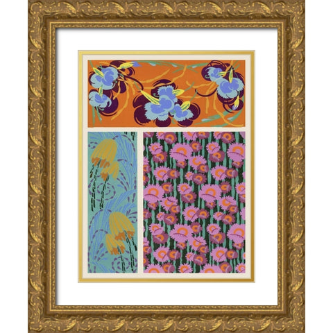 Art Deco Florals VII Gold Ornate Wood Framed Art Print with Double Matting by Baxter Mill Archive