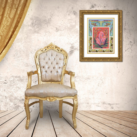Art Deco Florals VIII Gold Ornate Wood Framed Art Print with Double Matting by Baxter Mill Archive