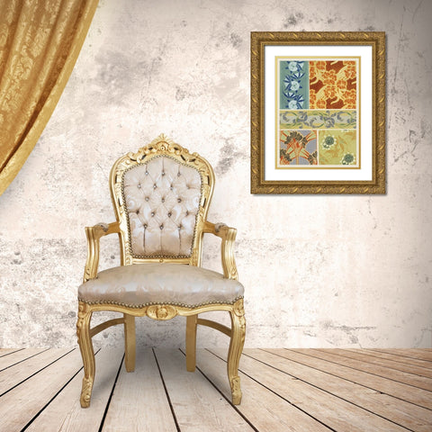 Art Deco Florals IX Gold Ornate Wood Framed Art Print with Double Matting by Baxter Mill Archive