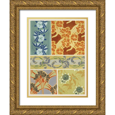 Art Deco Florals IX Gold Ornate Wood Framed Art Print with Double Matting by Baxter Mill Archive