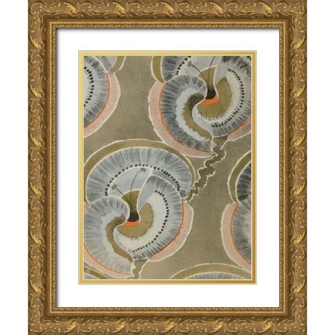 Delicate Deco Pattern V Gold Ornate Wood Framed Art Print with Double Matting by Baxter Mill Archive