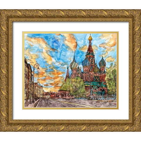 Russia Temple I Gold Ornate Wood Framed Art Print with Double Matting by Wang, Melissa
