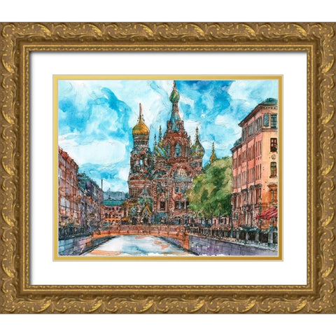 Russia Temple II Gold Ornate Wood Framed Art Print with Double Matting by Wang, Melissa