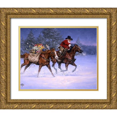 Christmas Rush Gold Ornate Wood Framed Art Print with Double Matting by Sorenson, Jack
