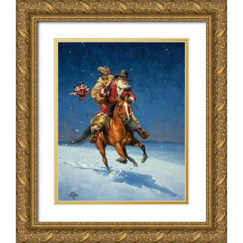 Midnight Rider Gold Ornate Wood Framed Art Print with Double Matting by Sorenson, Jack
