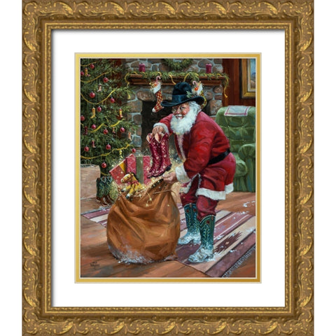 New Boots for Christmas Gold Ornate Wood Framed Art Print with Double Matting by Sorenson, Jack