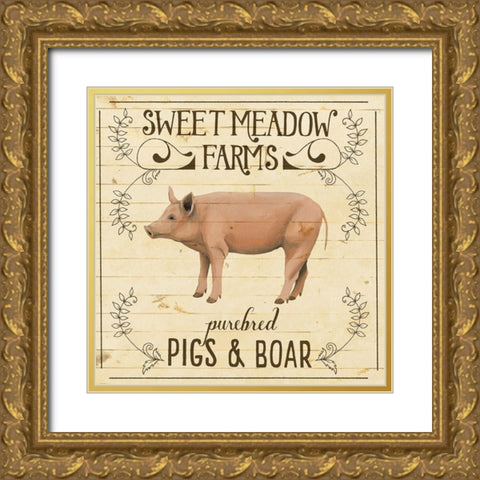 Animal Farm Collection III Gold Ornate Wood Framed Art Print with Double Matting by Popp, Grace