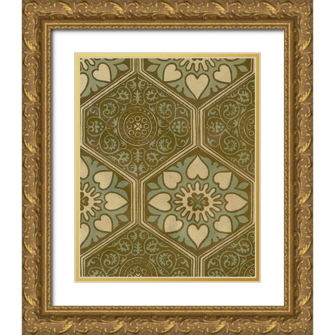 Medallion Motif II Gold Ornate Wood Framed Art Print with Double Matting by Baxter Mill Archive