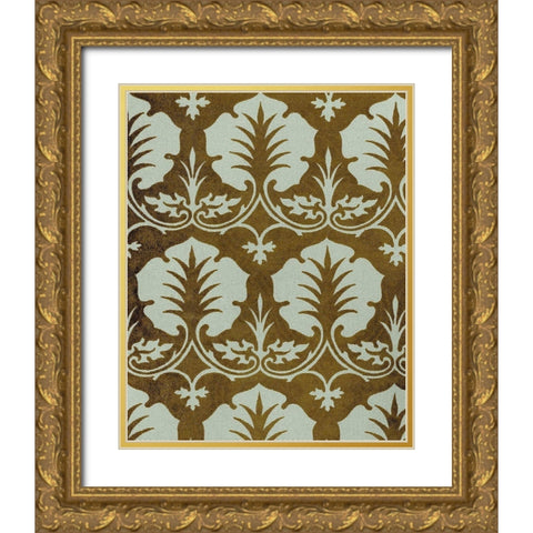 Medallion Motif IV Gold Ornate Wood Framed Art Print with Double Matting by Baxter Mill Archive