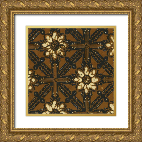 Ethnic Batik III Gold Ornate Wood Framed Art Print with Double Matting by Baxter Mill Archive