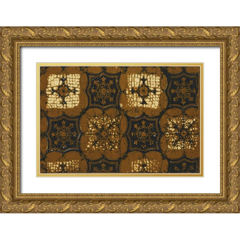Ethnic Batik V Gold Ornate Wood Framed Art Print with Double Matting by Baxter Mill Archive
