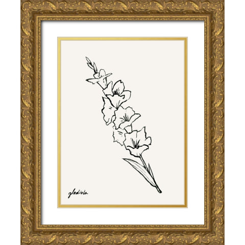 Gladiola Sketch I Gold Ornate Wood Framed Art Print with Double Matting by Popp, Grace