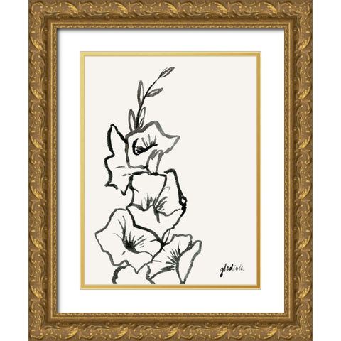 Gladiola Sketch III Gold Ornate Wood Framed Art Print with Double Matting by Popp, Grace