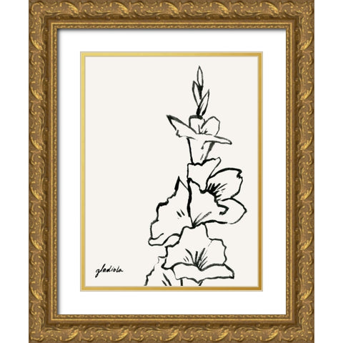 Gladiola Sketch IV Gold Ornate Wood Framed Art Print with Double Matting by Popp, Grace