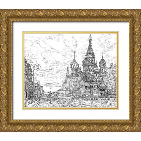 Russia in Black and White I Gold Ornate Wood Framed Art Print with Double Matting by Wang, Melissa