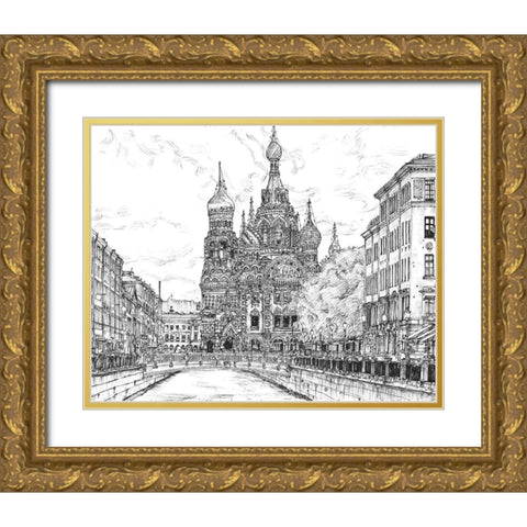 Russia in Black and White II Gold Ornate Wood Framed Art Print with Double Matting by Wang, Melissa