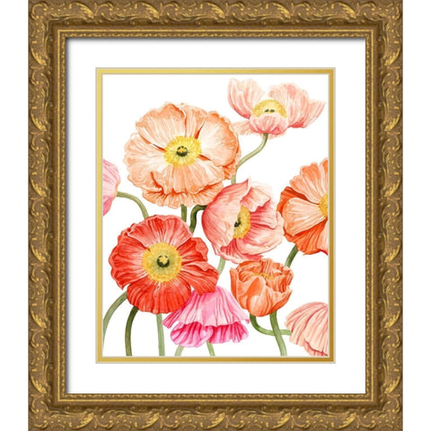 Bright Poppies I Gold Ornate Wood Framed Art Print with Double Matting by Popp, Grace