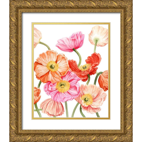 Bright Poppies II Gold Ornate Wood Framed Art Print with Double Matting by Popp, Grace