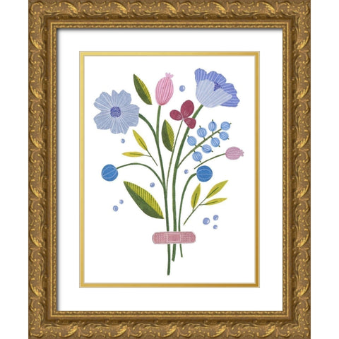 Blooming Again I Gold Ornate Wood Framed Art Print with Double Matting by Wang, Melissa