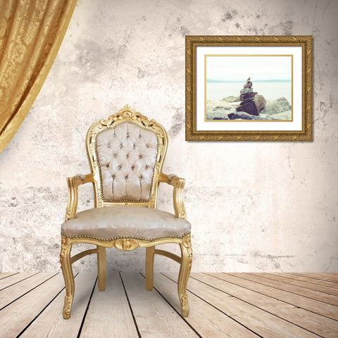 Bay Rocks II Gold Ornate Wood Framed Art Print with Double Matting by Quintero, Sonja