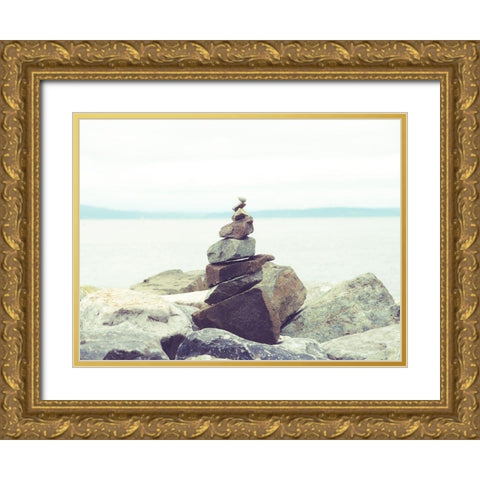 Bay Rocks II Gold Ornate Wood Framed Art Print with Double Matting by Quintero, Sonja