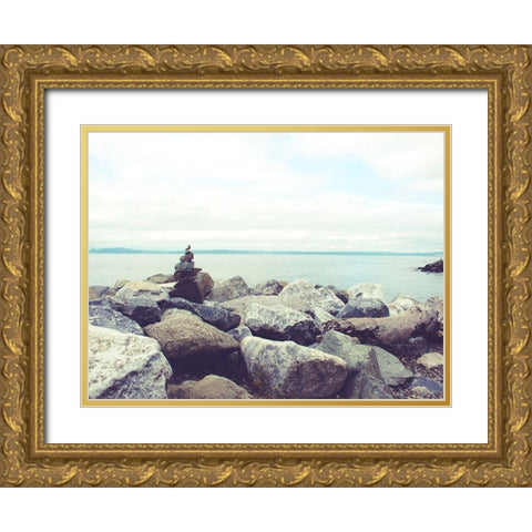 Bay Rocks IV Gold Ornate Wood Framed Art Print with Double Matting by Quintero, Sonja